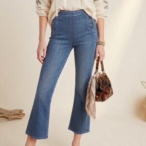 MOTHER The Sailor Tripper in Three Little Ships cropped flare jeans size 28